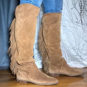 Suede under the knee boots